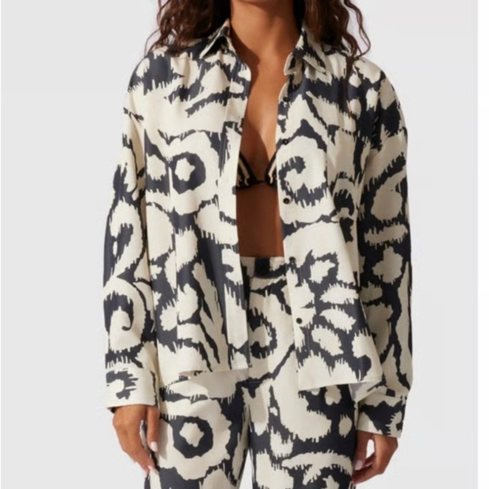The wolf Gang Black and White Women's Button Down Shirt